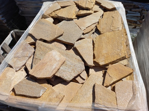 Плитняк златолит жёлтый золотистый для фасада 1,5-3см купить в Чебаркуле